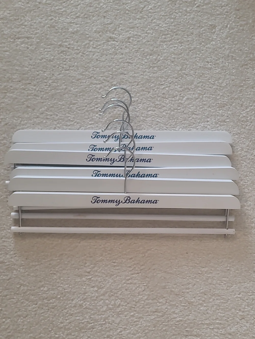 Tommy Bahama White Wooden Blanket Hangers Set of 6